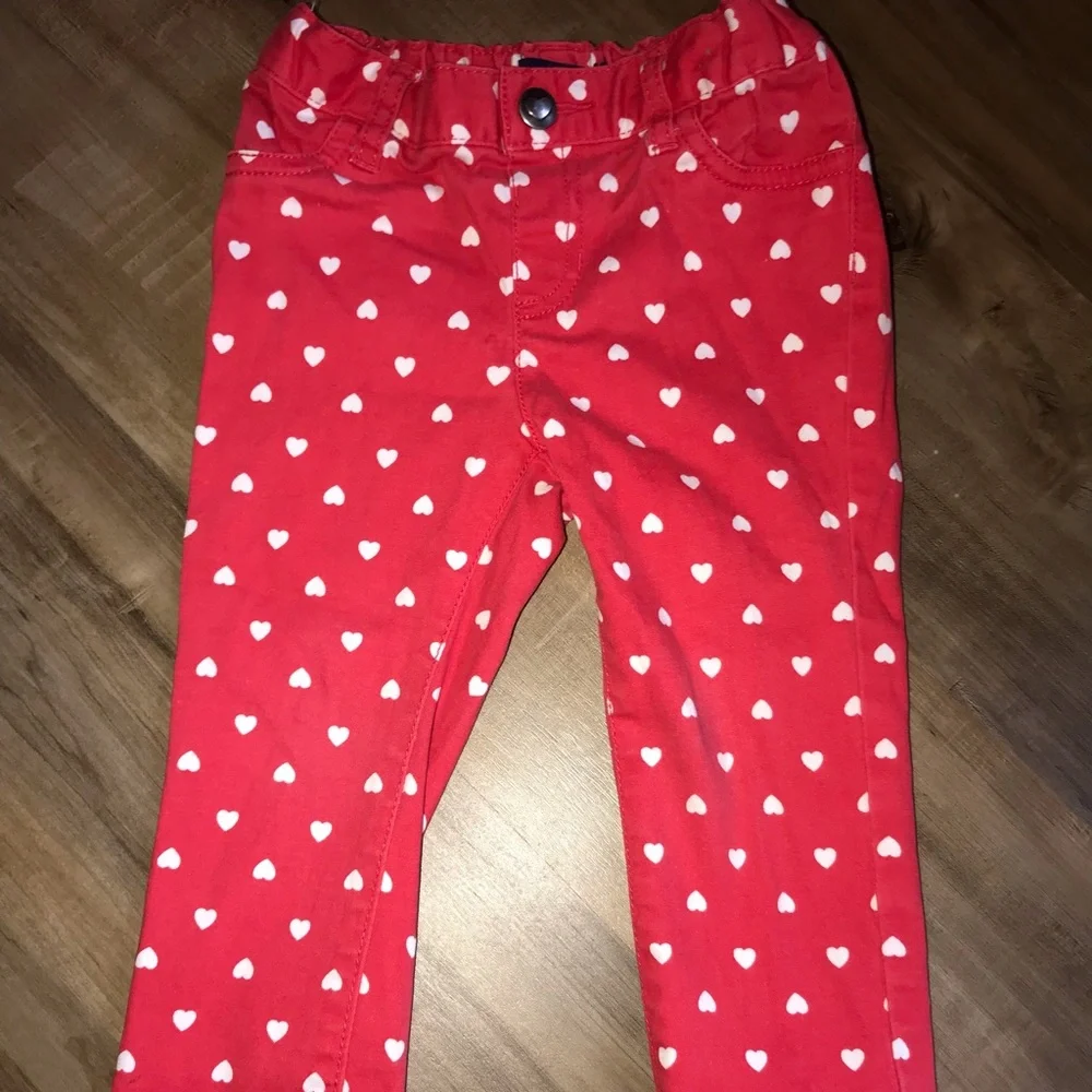 5/$25 NWOT Heart Pants Jeggings Pants • Red White Heart Print • Adjustable